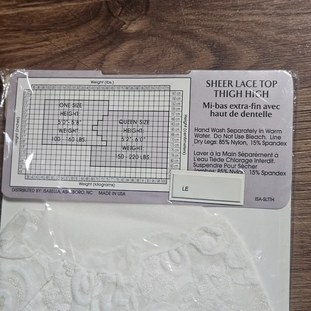 Isabella Milano Sheer Lace Top Thigh High Stockings 3X White #1572 Coquette NWT